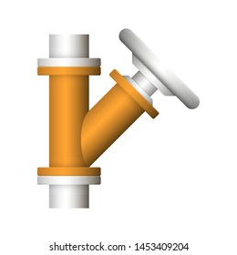 Control valve and pipeline icon. Use in industry plant and factory to flow control of fluid or gas i.e. crude, oil, natural gas, sewage, water, wastewater. Also use in plumbing, supply and irrigation.