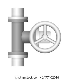 Control valve and pipeline icon. Use in industry plant and factory to flow control of fluid or gas i.e. crude, oil, natural gas, sewage, water, wastewater. Also use in plumbing, supply and irrigation.