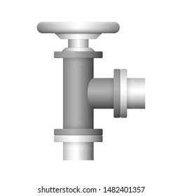Control valve and pipeline icon. Use in industry plant and factory to flow control of fluid or gas i.e. crude, oil, natural gas, sewage, water, wastewater. Also use in plumbing, supply and irrigation.