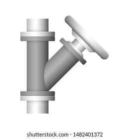 Control valve and pipeline icon. Use in industry plant and factory to flow control of fluid or gas i.e. crude, oil, natural gas, sewage, water, wastewater. Also use in plumbing, supply and irrigation.