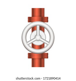 Control valve and pipeline icon. Use in industry plant and factory to flow control of fluid or gas i.e. crude, oil, natural gas, sewage, water, wastewater. Also use in plumbing, supply and irrigation.