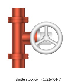 Control valve and pipeline icon. Use in industry plant and factory to flow control of fluid or gas i.e. crude, oil, natural gas, sewage, water, wastewater. Also use in plumbing, supply and irrigation.