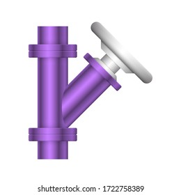 Control valve and pipeline icon. Use in industry plant and factory to flow control of fluid or gas i.e. crude, oil, natural gas, sewage, water, wastewater. Also use in plumbing, supply and irrigation.