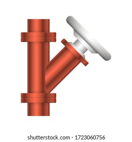 Conector del tubo de acero y control de válvulas 
diseño de icono vectorial aislado en fondo blanco.
