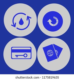 control vector icons set. with hydraulic energy, reload arrow, passports and key card in set
