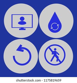 control vector icons set. with no pedestrian crossing, reload arrow, person monitor and hydraulic energy in set