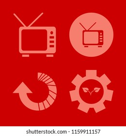 control vector icons set. with reload arrow, gear sprout and tv in set