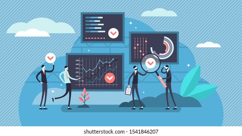 Control vector illustration.  usiness development work with test diagrams and solution schemes. Progress infographics for job labor motivation.