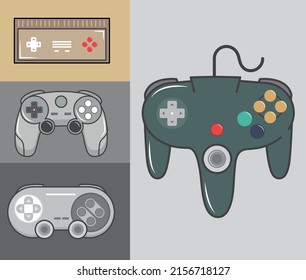 control video game icons flat design