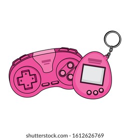 control with video game mascot of nineties style isolated icon vector illustration design
