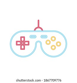 control video game neon style icon vector illustration design