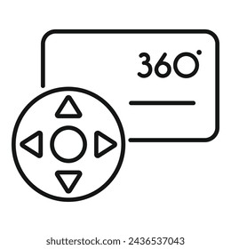 Control virtual tour icon outline vector. Wide minimal control. Solitary footage