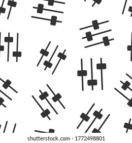 Control volume icon in flat style. Audio adjusting sign vector illustration on white isolated background. Filter seamless pattern business concept.