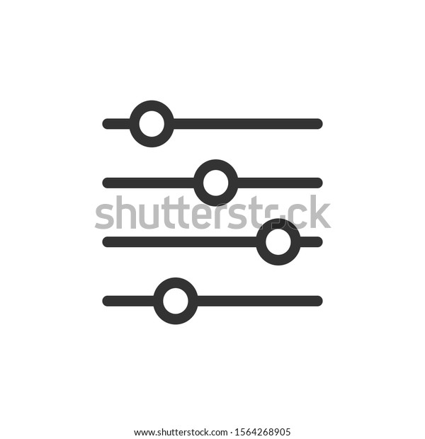 Control volume icon in flat style. Audio\
adjusting sign vector illustration on white isolated background.\
Filter business\
concept.