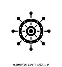 Control wheel black icon concept. Control wheel flat  vector symbol, sign, illustration.
