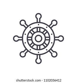 Control wheel black icon concept. Control wheel flat  vector symbol, sign, illustration.