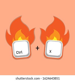 Control + X with burning button effects. Perfect for t-shirt designs and other needs.