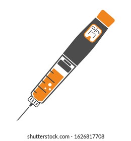 Control your Diabetes concept. Insulin pen syringe. flat style icon. concept of vaccination, injection. isolated vector illustration