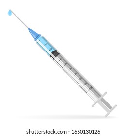 Control your Diabetes concept. Diabetes insulin syringe. flat style icon. concept of vaccination, injection. isolated syringe vector illustration