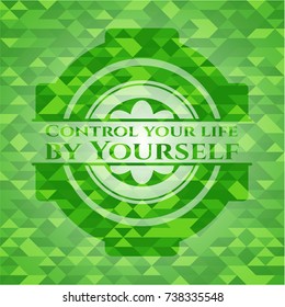 Control your life by Yourself green emblem with mosaic background