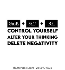 Control yourself alter your thinking delete negativity t-shirt design