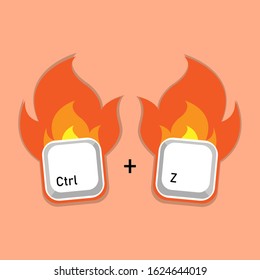 Control + Z with burning button effects. Perfect for t-shirt designs and other needs.