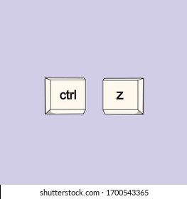 Control Z Button with shadow and purple background. Perfect for T-Shirt Designs.