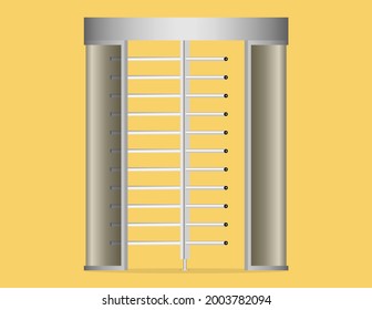 Controlled Access Full Height Turnstile. security gates vector illustration