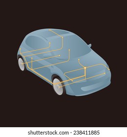 Controller Area Network (CAN) Image, Connected Car, vector