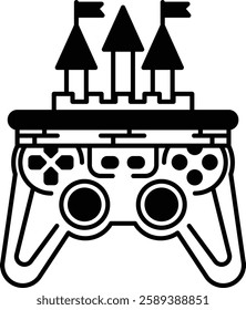 A controller with a castle on top of it