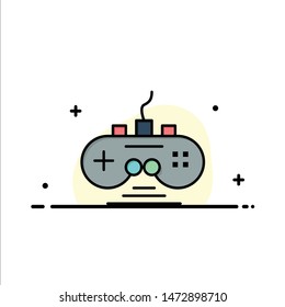 Controller, Game, Game Controller, Gamepad  Business Flat Line Filled Icon Vector Banner Template