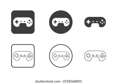 controller game icon design 6 variations. Set electronic hardware icons. Isolated on white background.