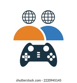 Controller, gaming, online, players icon. Editable vector logo.