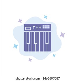 Controller, Hardware, Keyboard, Midi, Music Blue Icon on Abstract Cloud Background. Vector Icon Template background