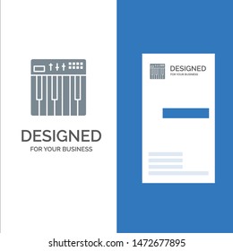 Controller, Hardware, Keyboard, Midi, Music Grey Logo Design and Business Card Template