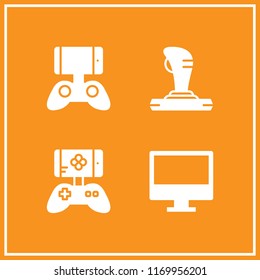 controller icon. 4 controller vector set. game controller, joystick and monitor icons for web and design about controller theme