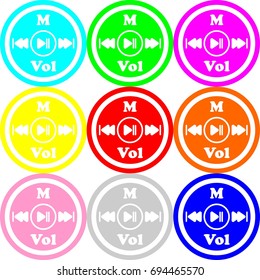 Controller icon, circle sign design with different colors