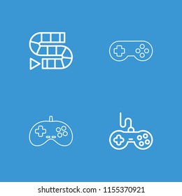 Controller icon. collection of 4 controller filled and outline icons such as joystick. editable controller icons for web and mobile.