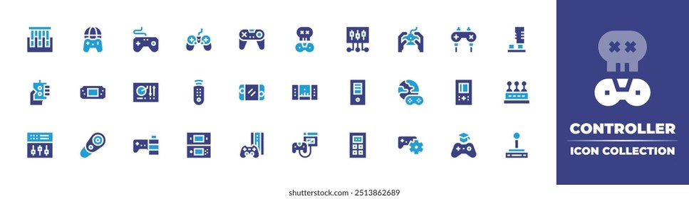 Controller icon collection. Duotone color. Vector illustration. Containing remotecontrol, gameconsole, controller, gamepad, control, djmixer, portableconsole.