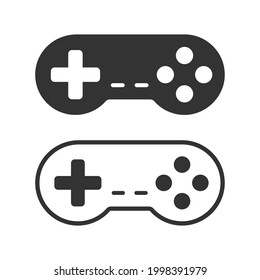 Controller icon. Console gamepad symbol. Play and gaming control sign. Old vintage arcade video game logo. Vector illustration image.
