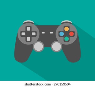 Controller icon with long shadow - flat style