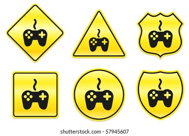 Controller Icon on Yellow Designs Original Illustration