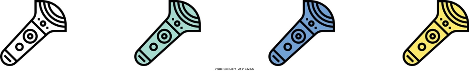 controller icon. Outline, Green, Blue and Yellow Style Design Isolated On White Background