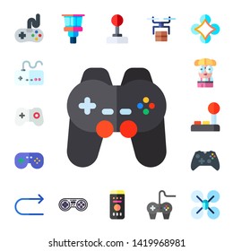controller icon set. 17 flat controller icons.  Collection Of - game controller, gamepad, games, nerd, joystick, redo, control tower, remote control, drone, game pad