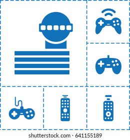 Controller icon. set of 6 controller filled icons such as airport tower, joystick
