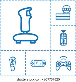 Controller icon. set of 6 controller outline icons such as airport tower, remote control, joystick
