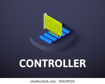 Controller icon, vector symbol in flat isometric style isolated on color background