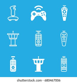 Controller icons set. set of 9 controller filled and outline icons such as airport tower, remote control