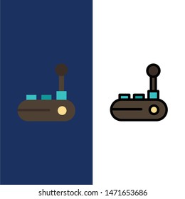 Controller, Joy Pad, Joy Stick, Joy pad  Icons. Flat and Line Filled Icon Set Vector Blue Background