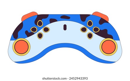 Controller joystick 2D linear cartoon object. Gaming console isolated line vector element white background. Videogame device. Gamer gadget. Buttons gamepad video game color flat spot illustration